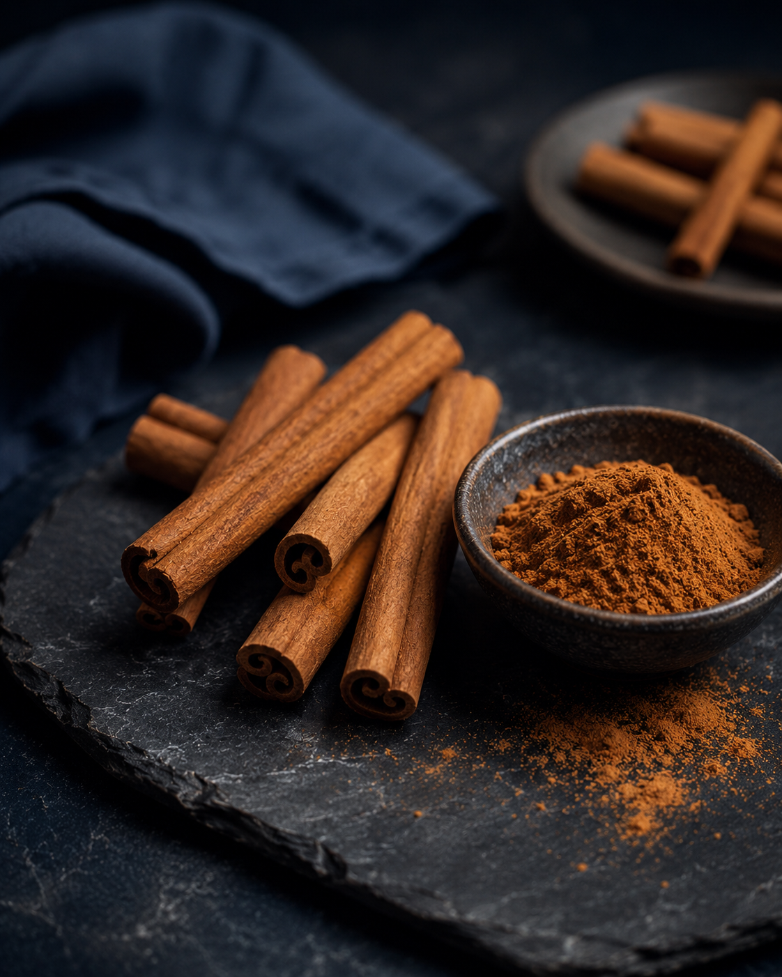 Canela usada en rituales diarios cálidos de comida y bebida