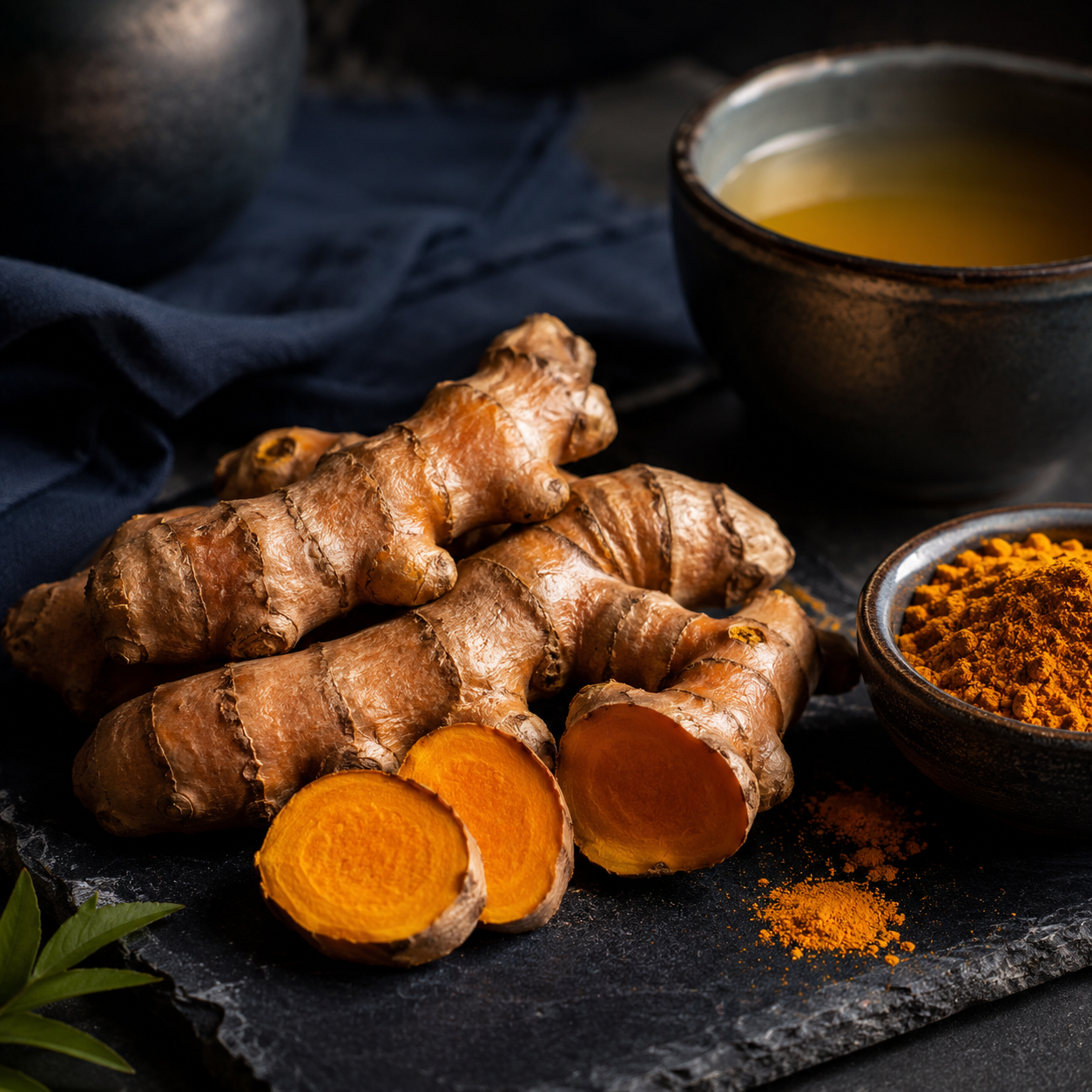 Cúrcuma usada en sistemas de especias, caldos y comidas cálidas